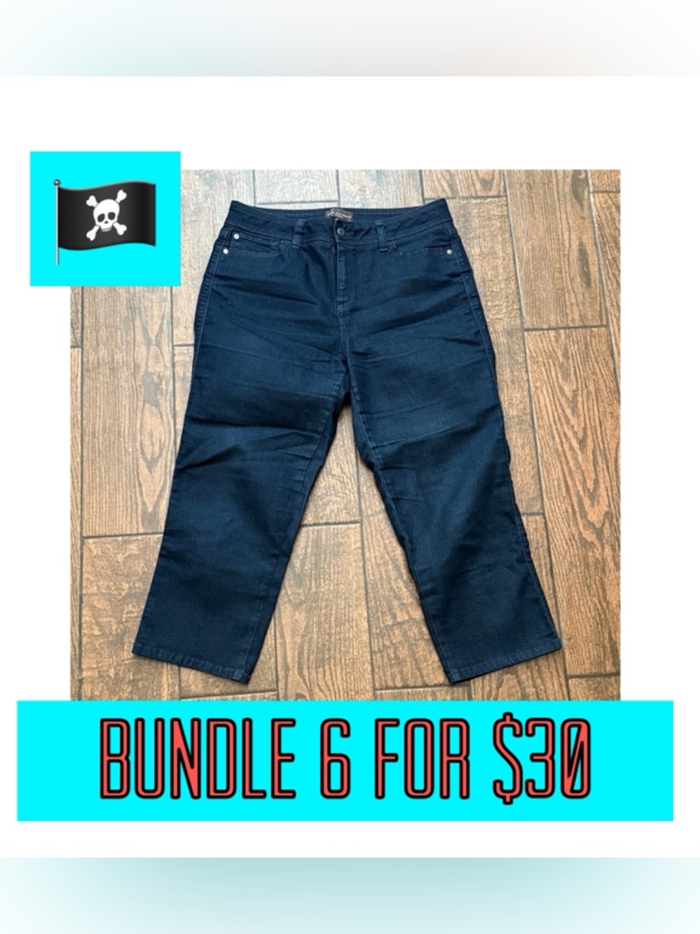 🏴‍☠️6 for $30🏴‍☠️ Dana Buchman Signature Cropped Dark Blue Denim Jeans - Size 8